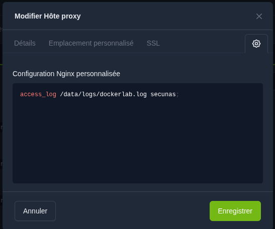 Personnalisation des logs